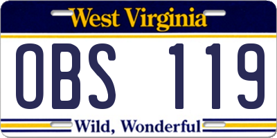 WV license plate OBS119