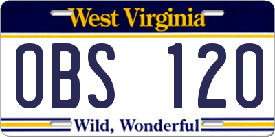 WV license plate OBS120
