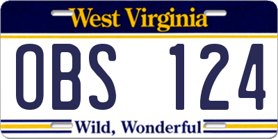 WV license plate OBS124