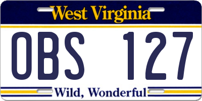 WV license plate OBS127