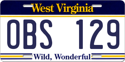 WV license plate OBS129