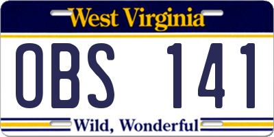 WV license plate OBS141