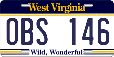 WV license plate OBS146