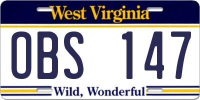 WV license plate OBS147