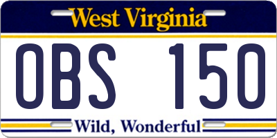 WV license plate OBS150