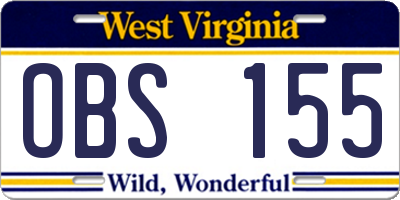 WV license plate OBS155
