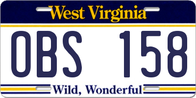 WV license plate OBS158