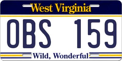 WV license plate OBS159