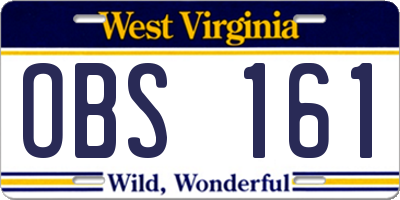 WV license plate OBS161