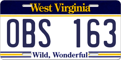 WV license plate OBS163