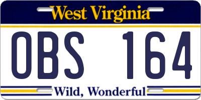 WV license plate OBS164