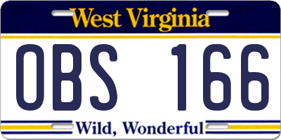 WV license plate OBS166