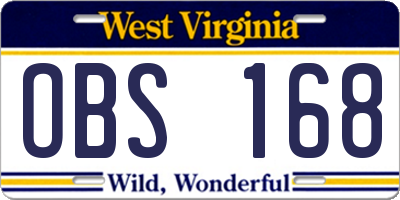 WV license plate OBS168