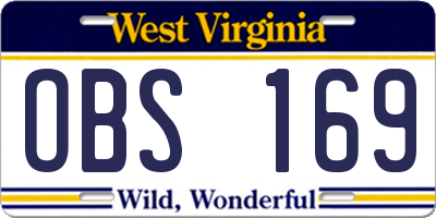 WV license plate OBS169