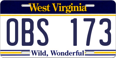 WV license plate OBS173