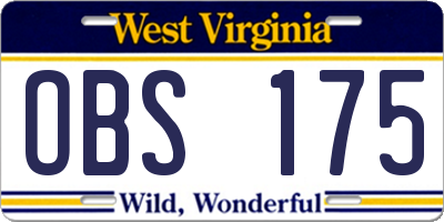 WV license plate OBS175