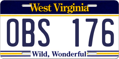 WV license plate OBS176
