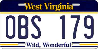 WV license plate OBS179