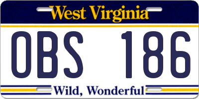 WV license plate OBS186