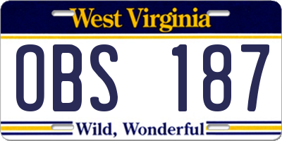 WV license plate OBS187