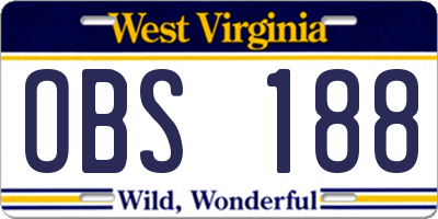 WV license plate OBS188