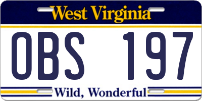 WV license plate OBS197