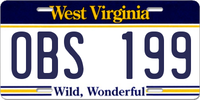 WV license plate OBS199