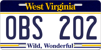 WV license plate OBS202