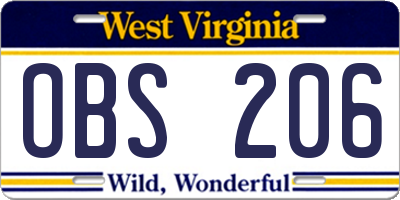 WV license plate OBS206