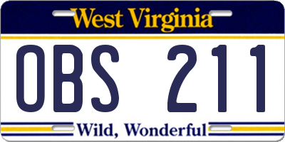 WV license plate OBS211