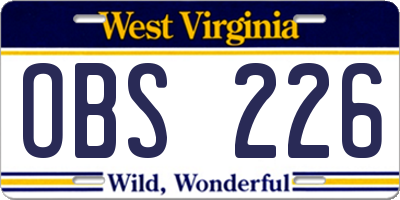 WV license plate OBS226