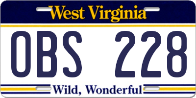 WV license plate OBS228