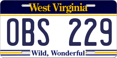 WV license plate OBS229