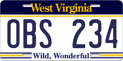 WV license plate OBS234