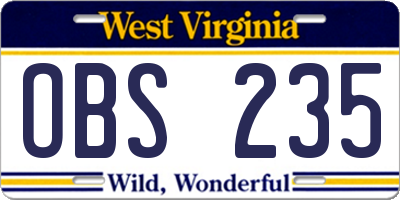WV license plate OBS235