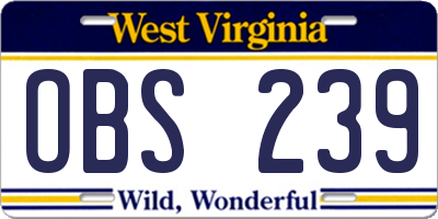 WV license plate OBS239