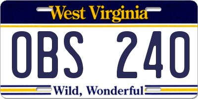 WV license plate OBS240
