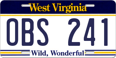 WV license plate OBS241