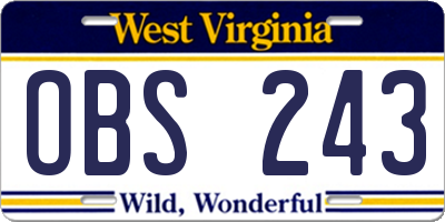 WV license plate OBS243