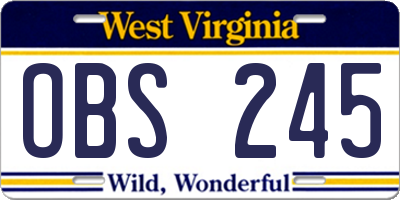 WV license plate OBS245