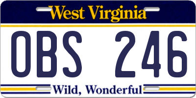 WV license plate OBS246
