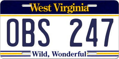 WV license plate OBS247