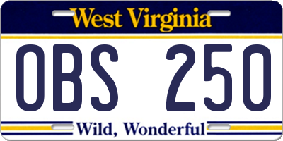 WV license plate OBS250