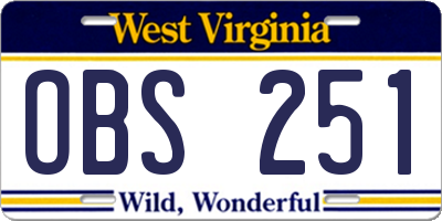 WV license plate OBS251