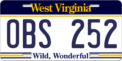 WV license plate OBS252