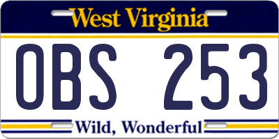 WV license plate OBS253
