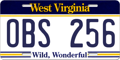 WV license plate OBS256
