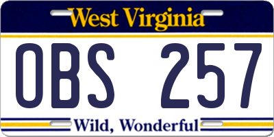 WV license plate OBS257