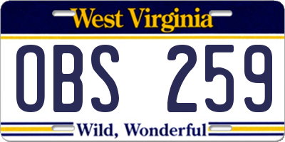 WV license plate OBS259