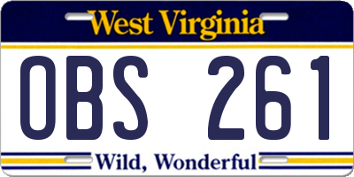 WV license plate OBS261